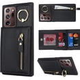 thumbnail image 2 of Samsung Galaxy Note 20 Ultra Case with Card Holder for Women, Galaxy Note 20 Ultra Phone Case Wallet with Credit Card with Ring Kickstand Zipper Slim Stand Case - Black, 2 of 14