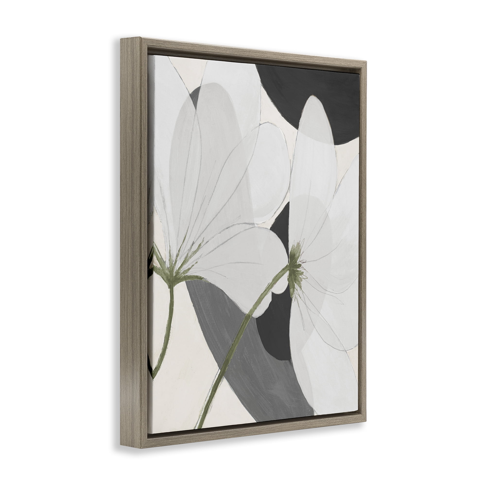 Stupell Industries Abstract Retro Florals Botanical & Floral Painting Brown Floater Framed Art Print Wall Art, 17 x 21