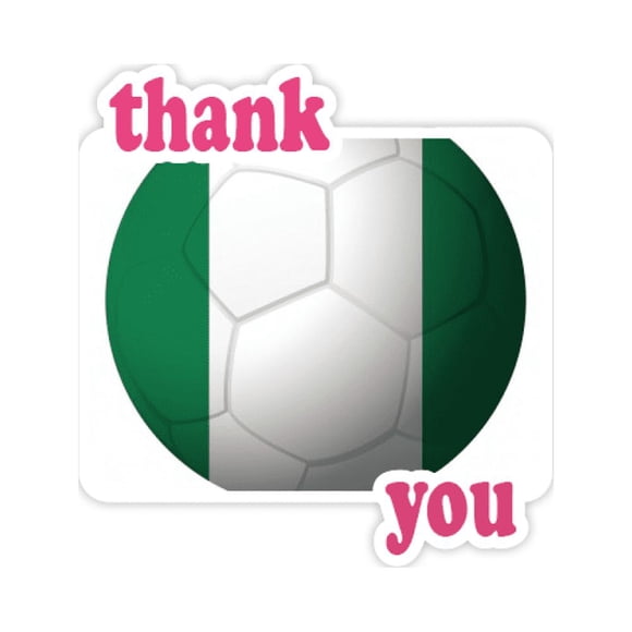 Nigeria National Flag Soccer Football Thank You Stickers Quote Grateful