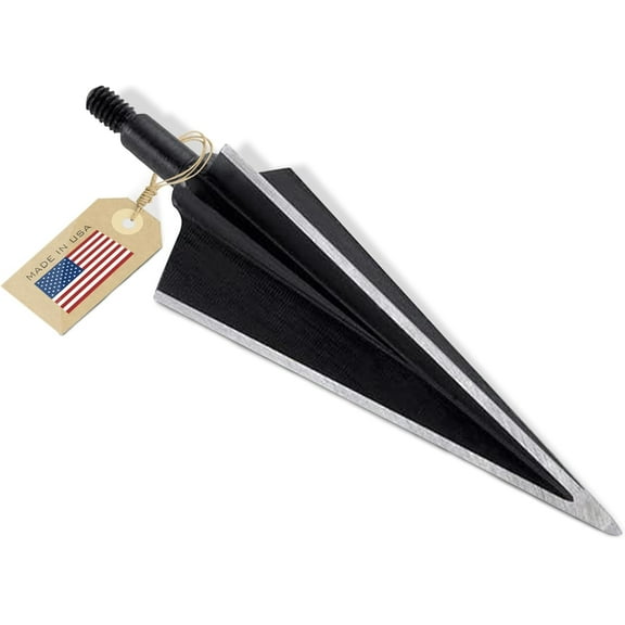 VPA 11/8" 3 Blade 300 Grain 3-Blade Broadhead, Screw-in, 1045 Carbon Tool Steel 50-52 Rockwell, 3 Pack, Made in The USA