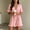 Pink, variant on Morttic Women's Solid Color V-Neck Short Sleeve Laced Waist Ruffle Hem With Pockets Loose Fit Summer Beach Jumpsuit White,S