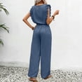 thumbnail image 4 of Enjoytime 2 Piece Lounge Sets for Women Round Neck Ruffle Cap Sleeve Matching Set Work Casual Travel Outfits Wide Leg Pants, 4 of 5