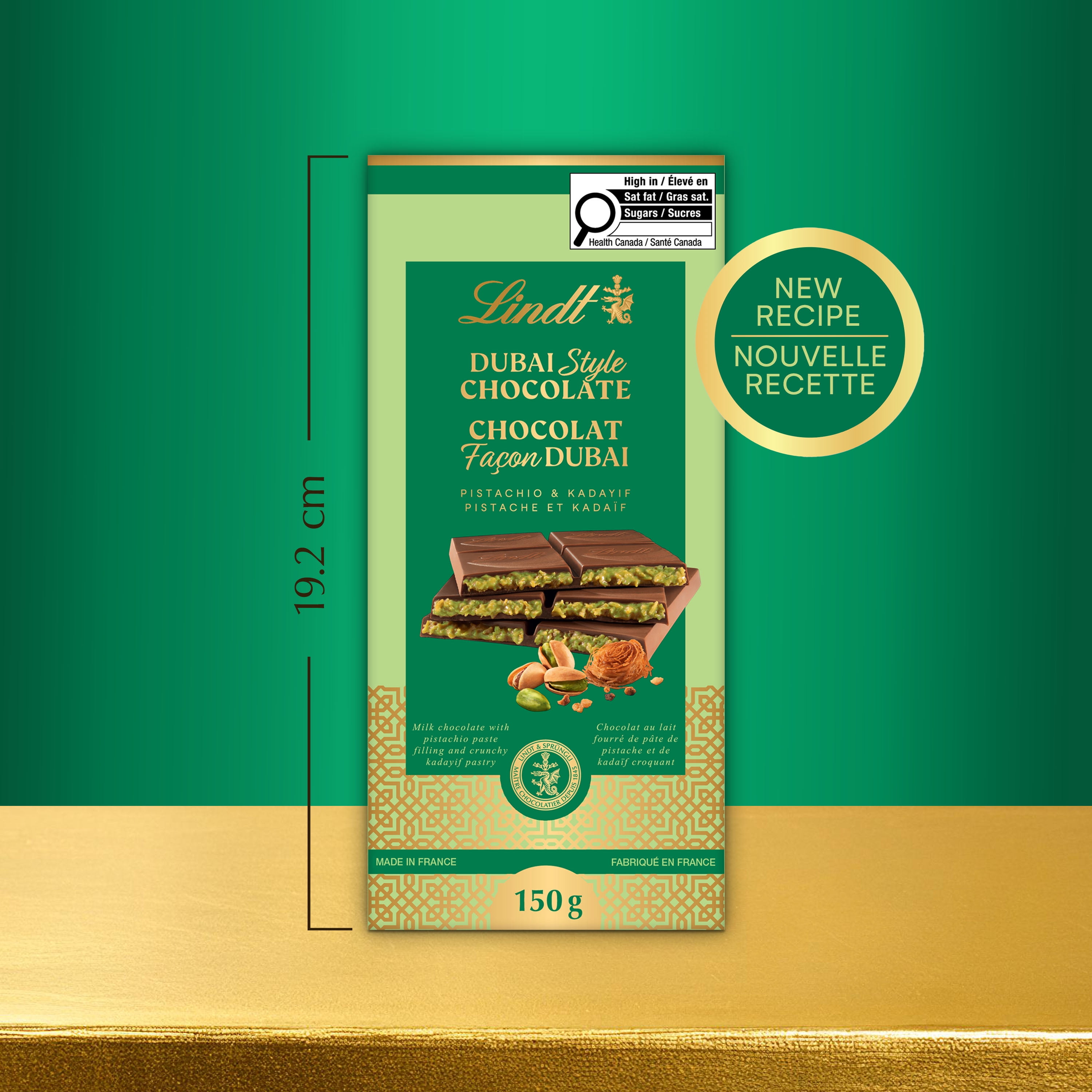 Barre de chocolat façon Dubaï de Lindt, 150g