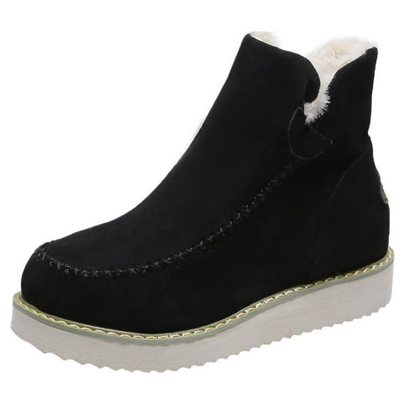 Jsaierl Women's Classic Mini Platform Fashion Mini Boot Short Ankle Boot Fleece Lined Sneakers Classic Ultra Snow Platform Anti-Slip Boot For Outdoor
