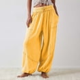 thumbnail image 5 of Yellow Women's Casual Pants, Women'S Cargo Pants Baggy Wide Leg Pants Black Loose High Waist Sweatpants Multi Pockets,Women's Casual Pants S, 5 of 8