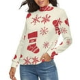 thumbnail image 2 of Snow Gift Sock Christmas Pattern Women's Turtleneck Sweater Long Sleeve Ribbed Fitted Turtle Neck Casual Fall Winter Collection Top 2XL, 2 of 4