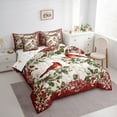 thumbnail image 2 of Manfei Merry Xmas Bedding Comforter Set 7 Pieces,Christmas Cardinals Full Bedding Set,Retro Red Berry Fitted Sheet Flat Sheet For Men Women,Luxury Bedroom Decor Reversible, 2 of 7