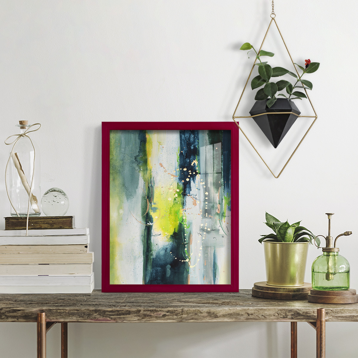 Treetops I - Framed Print w/glass - Cherry Red