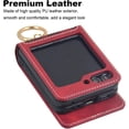 thumbnail image 2 of for Samsung Galaxy Z Flip 5 Case with Card Holder & Ring, Premium PU Leather Back Cover Hard PC Bumper All-Round Protection Protective Phone Case for Z Flip 5 2023 - Red, 2 of 11