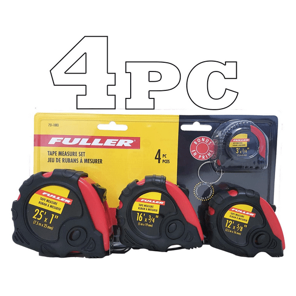 Fuller Tool 751-1003 Ensemble de Mesure à Bande (4 Pcs) – Facile à Lire, Durable et Prêt pour n'Importe Quel Travail!