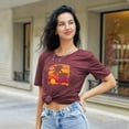 thumbnail image 4 of XCHQRTI Sunset Womens Shirt Graphic Palm Tree T Shirt with Beach Casual Short Sleeve Top, 4 of 5