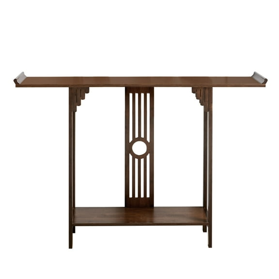 Walnut Bamboo Console Sofa Table, Vintage Sofa Table Narrow Long Console Table Japanese Style Entryway Table Hallway Table Couch Tablé Suitable for Home Living Room