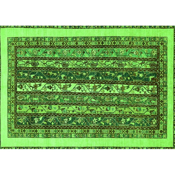 Ahgly Company Indoor Rectangle Abstract Green Modern Area Rugs, 7' x 10'
