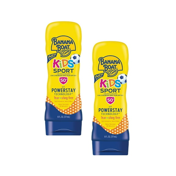 2 Pack Banana Boat Kids Sport Sunscreen Lotion SPF 50  , 6 oz Each