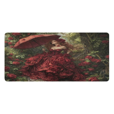 Wobogo The Rose Wedding Gaming Mouse Pad Non-slip Leather Desk Mat Water Resist Keyboard Pad for Gamer Office 16.5×35.4in