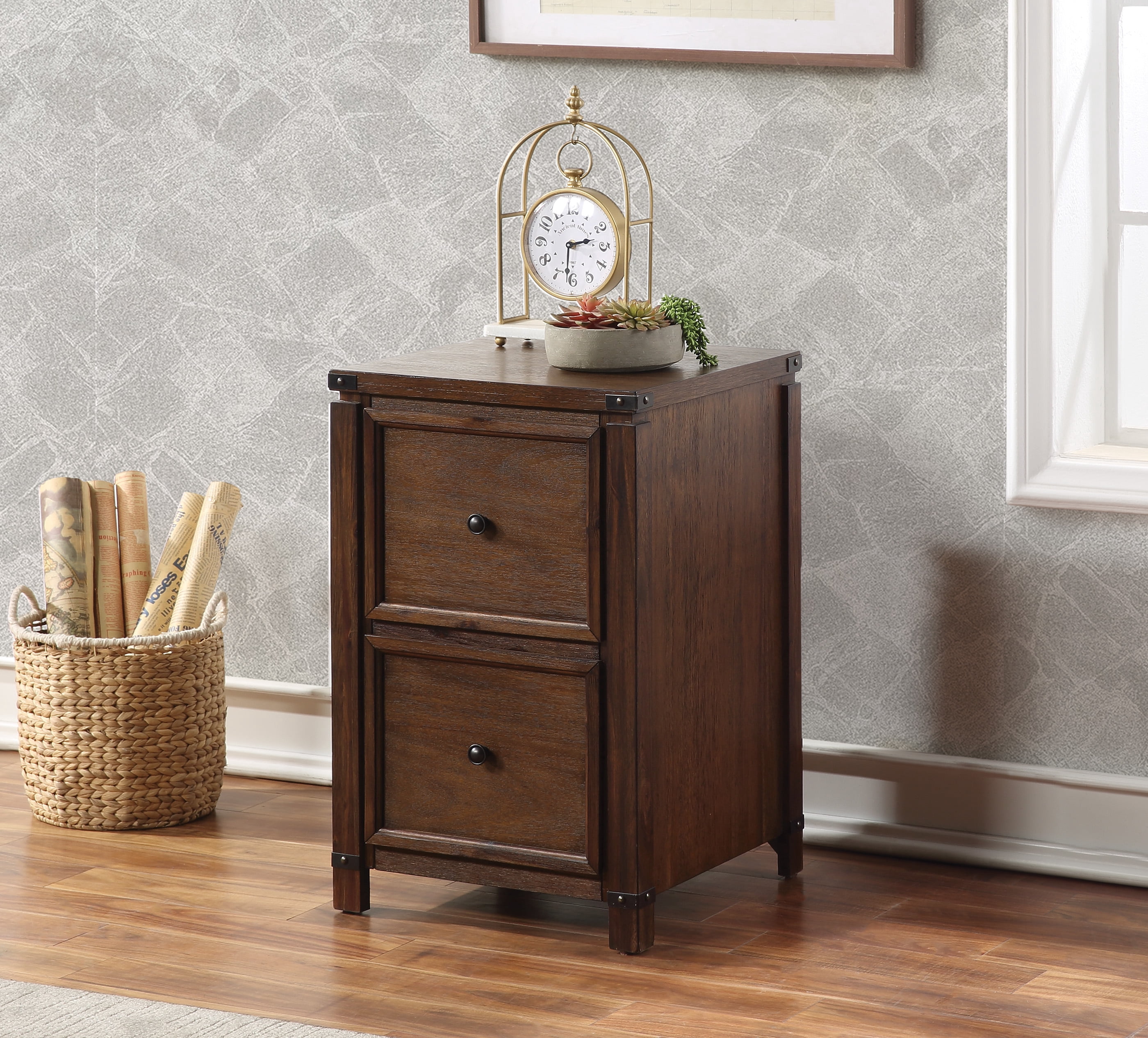 Baton Rouge 2 Drawer File Cabinet in Brushed Walnut Finish in Engineered Wood