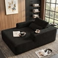 thumbnail image 4 of SEENYOO 75" Chaise Lounge Chair Indoor, Black Corduroy Cloud Sofa Bed, Oversized Boneless Sleeper Chair for Living Room, No Assembly, 4 of 8
