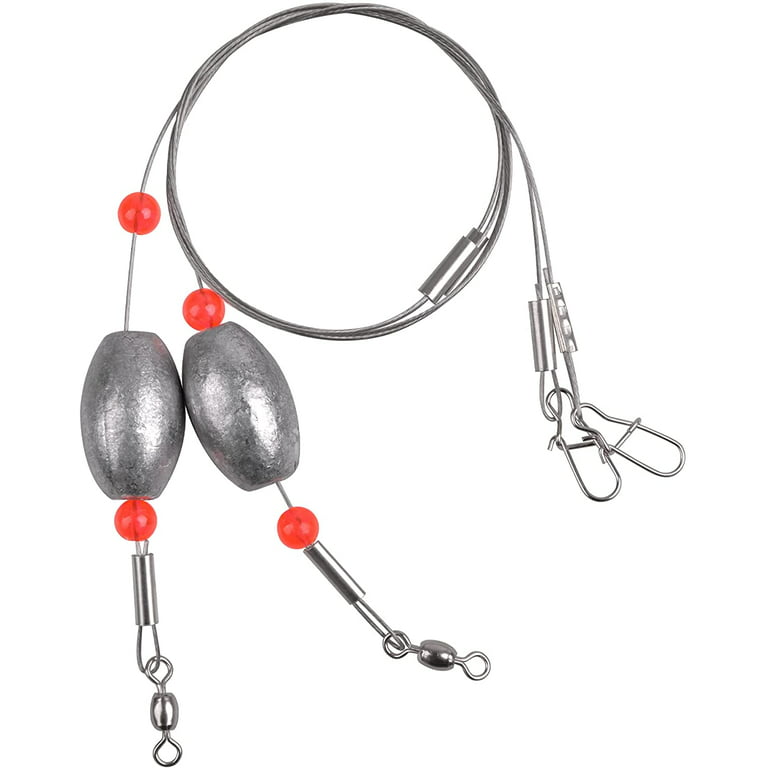 Fishing Egg Sinker Weight Rigs - 4pcs Catfish Rig Ready Rigs with Sinker,  Fishing Swivel and Snap Connector Stainless Steel Fishing Leader Wire for