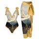 thumbnail image 1 of Traje de baño de una pieza de estilo chino antiguo para mujer, traje de baño ajustado de una pieza para playa de aguas termales con falda cruzada, 1 of 5