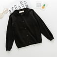 thumbnail image 2 of Little Girls Cute Crew Neck Long Sleeve Button-Down Solid Cotton Fine Knit Cardigan Sweaters, 2 of 7