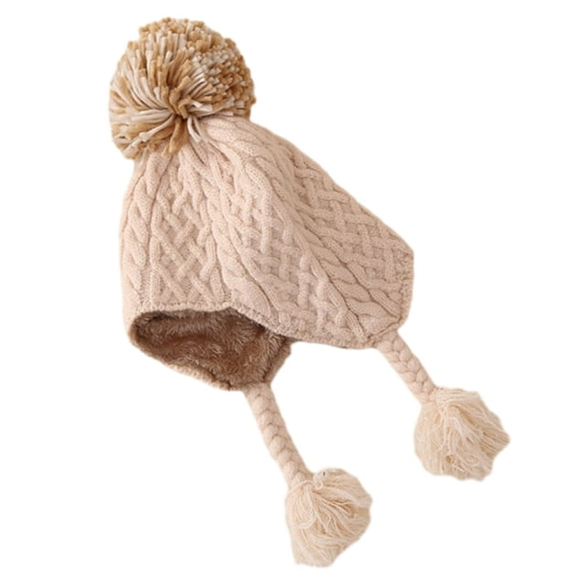 Newborn Baby Hat Windproof Solid Color High Elasticity Ultra-Thick Ear Protection Winter Warm Infant Knitted Beanie