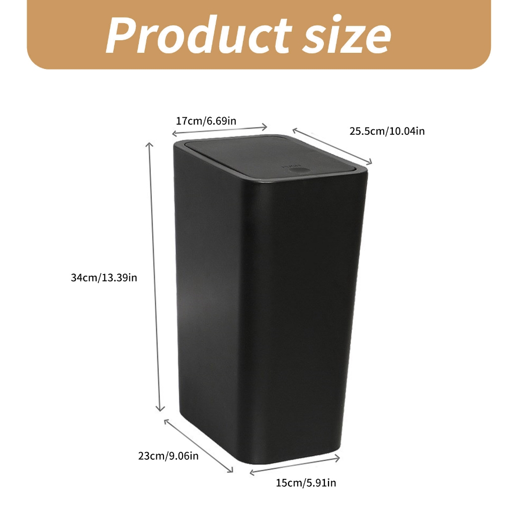 WINDLAND Push Lid Sealed Trash Can, Large Waste Basket Garbage Bin for Kitchen, Bathroom, Desk Side Disposal