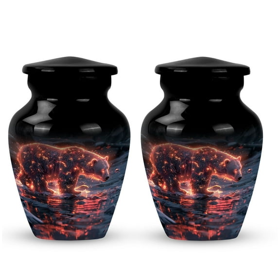 Fiery Frost Bear Small Keepsake Urns For Human Ashes - Mini Urns Set Of 2 Urns For Human Ashes Adult Female - Small Cremation Urns For Human Ashes - Memorial Keepsake Urn (Sze -3inch,2Pcs)