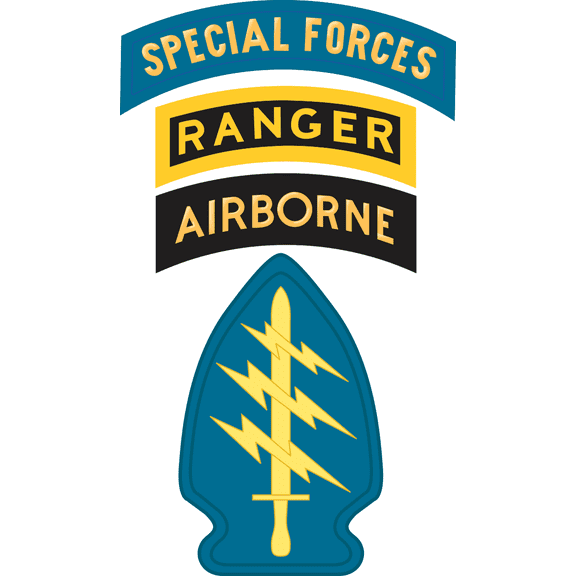 3.8 Inch Special Forces with Airborne and Ranger Tab Patch Decal