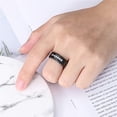 thumbnail image 3 of 8mm Black Tungsten Rings Men's Cubic Zirconia Wedding Bands Eternity Ring Beveled Edges, 3 of 6