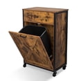 thumbnail image 3 of UBesGoo Trash Can Cabinet Tilt Out with Wheels & Drawer, 10 Gallon Kitchen Sideboard Trash Bin Pet Proof, Rustic Brown, 3 of 11