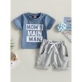 thumbnail image 2 of Bagilaanoe 2pcs Toddler Baby Boys Short Pants Set Short Sleeve Letter Print T Shirt Tops + Shorts 6M 12M 18M 24M 3T Kids Casual Summer Outfits, 2 of 9
