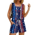 thumbnail image 5 of JULMCOMO 4th of July Two Piece Sets for Women Independence Day Square Neck Sleeveless Tank Top 1776 Outfits American Flag Patriotic Short Sets with Pockets Sky Blue S, 5 of 8