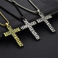 thumbnail image 3 of PAURO Men's Stainless Steel Vintage Textured Finished Cross Necklace Biker Rock Jewelry Gold, 3 of 4