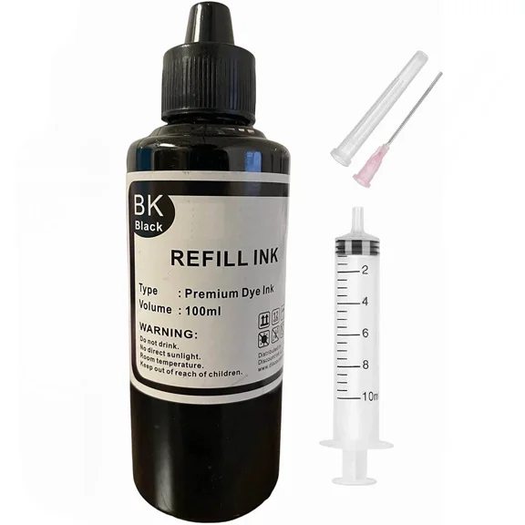 Premium Black Ink Refill Kit For Hp 60 61 62 63 Ink Cartridges 4Oz 100Ml Black