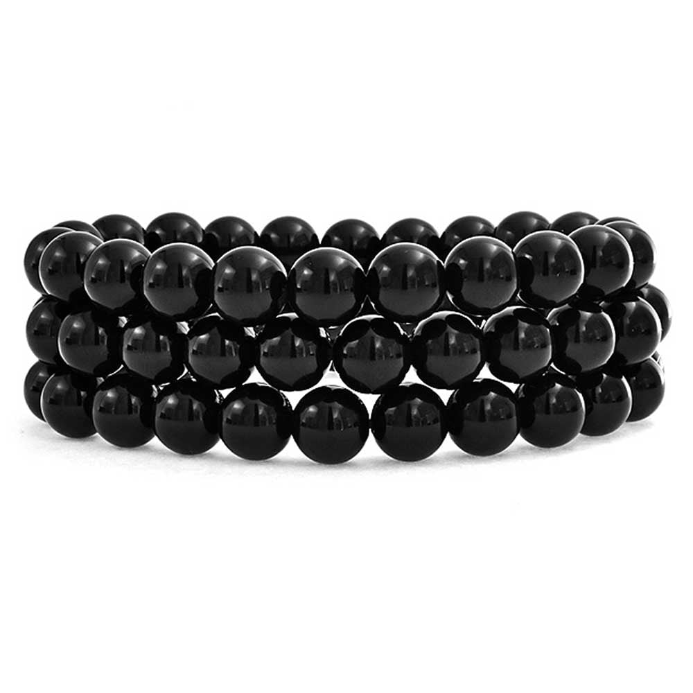 Men's Double Layered Black Beaded Bracelet-sonthuy.vn