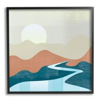 Stupell Industries Abstract Stream Landscape Nature Painting Black Framed Art Print Wall Art, 17 x 17