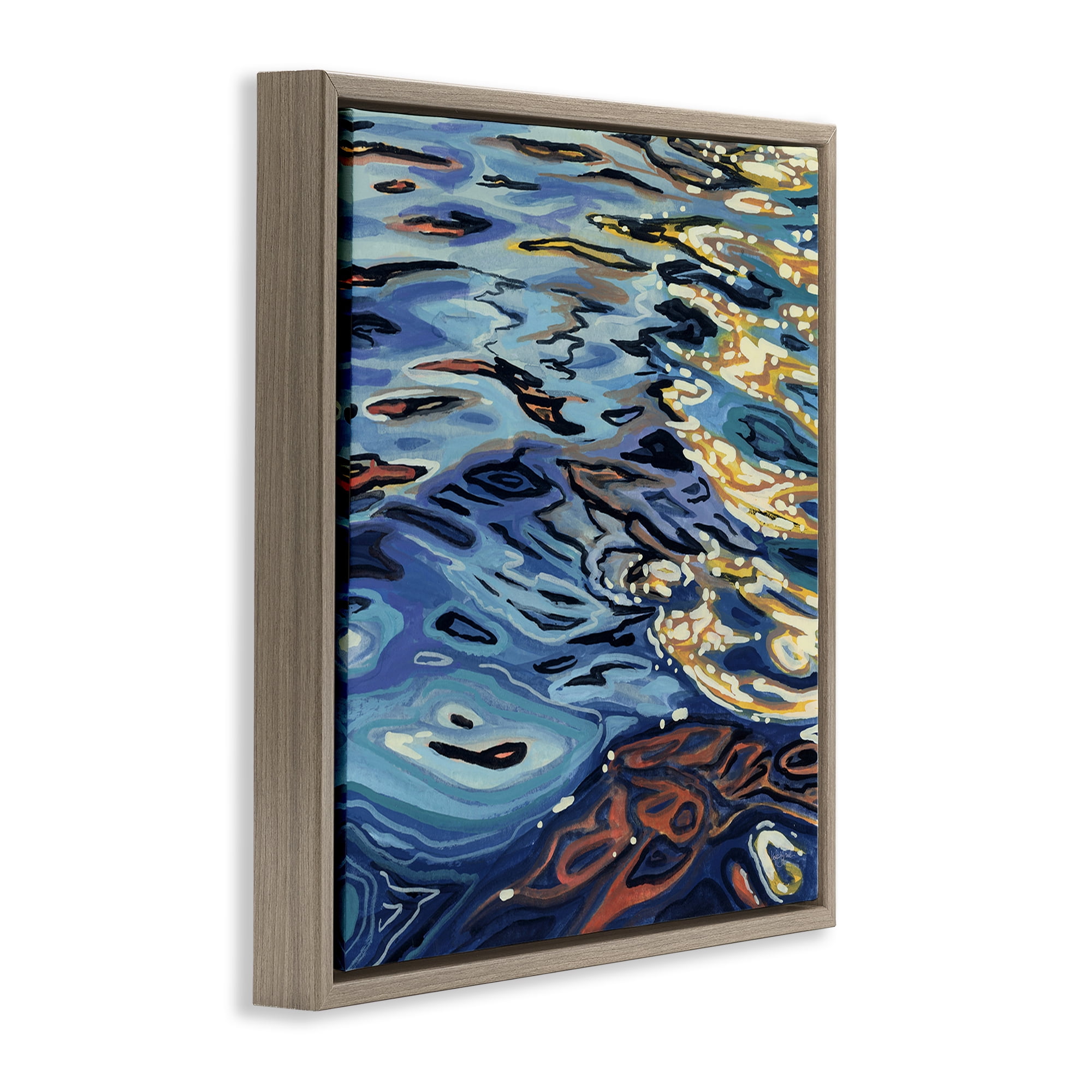 Stupell Industries Sunrise on Rippling Water Brown Framed Floater Canvas Wall Art, design by Kate Jarvik Birch