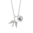 thumbnail image 2 of Delight Jewelry Silvertone 3-D Dove Silvertone Script Initial Disc - C - Charm Necklace, 20"+3", 2 of 4