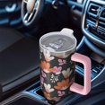 thumbnail image 6 of Floral 40oz Tumbler– Stainless Steel Insulated Tumbler with Handle and Straw, Large Capacity Travel Cup for Hot & Cold Drinks,Thanksgiving,Christmas, Spring,Flower, 6 of 6
