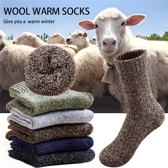 5 Pairs of Cozy Merino Wool Socks for Men & Women - Soft, Warm, and Comfortable Winter Mid-Calf Socks