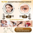 thumbnail image 4 of Rechargeable Wall Mounted Lighted Makeup Mirror DoubleSided /x Magnifying Mirror with Color Lights Vanity Mirror with DualTouch & Luminance Memory (Nickel), 4 of 7