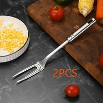2 Pack Two Pronged Stainless Steel Fork - 13.77" Steak Fork Large for Meat Carving Fork Heavy Duty Two Prong Fork Tines Meat Fork - Silver Heavy Duty Serving Fork Carving Set Meat Forks for Kitchen