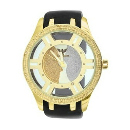 Watches For Men Diamond Bezel Black Silicione Band Water Resistan...