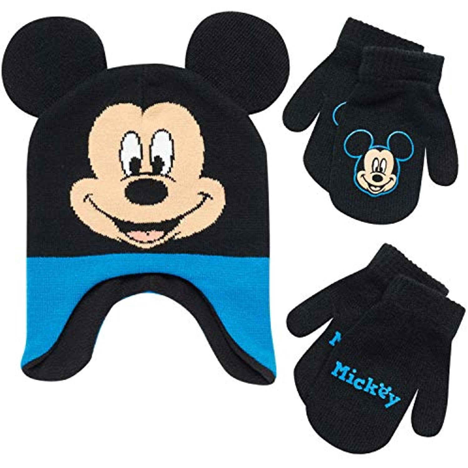 Mickey Mouse Toddler Little Boys Winter Hat & Mitten Set Mickey Mouse Toddler Little Boys Winter Hat & Mitten Set