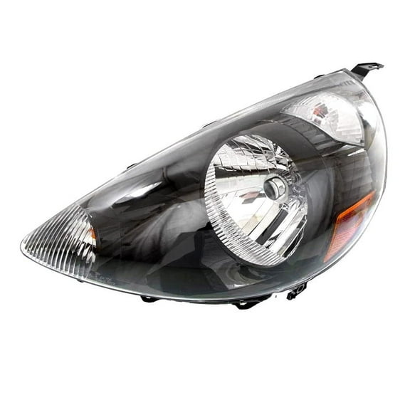 Left Headlight Assembly Compatible with 2007-2008 Honda Fit Base Sport Hatchback 1.5L I4 Clear Amber Lens Driver Side Halogen Replaces HO2502131 33151-SLN-A01ZC