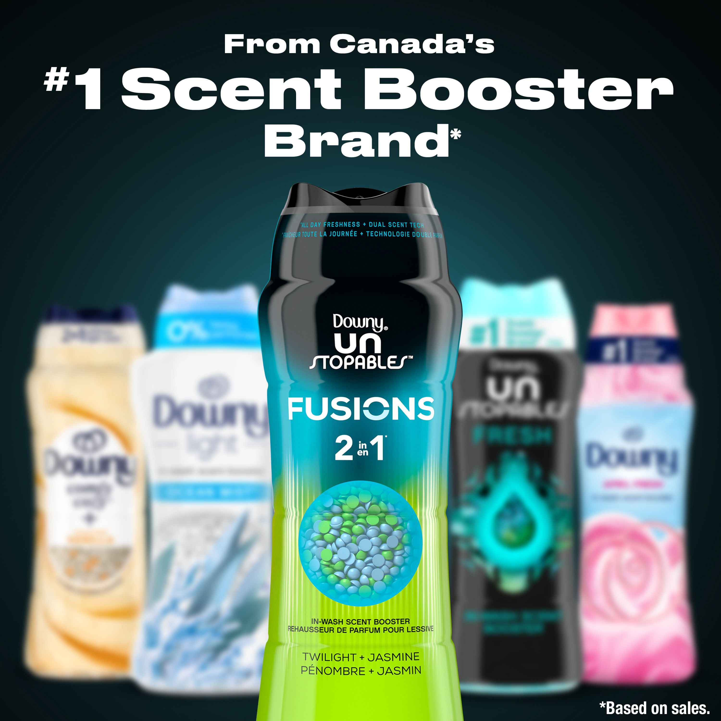 Downy Unstopables Fusions In-Wash Laundry Scent Booster Beads, Twilight and Jasmine Scent, 2-in-1 All Day Freshness + Dual Scent Technology