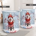 thumbnail image 2 of Hello Winter Alaskan Malamute Smiling in Red Scarf Hat Welcome Christmas Foldable Laundry Basket Alaska Mal Dog Lovers Gifts Organizer Storage with Handles - 00017, 2 of 5