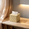 thumbnail image 5 of Dongrere Embossed Square Tissue Box Cover, Decorative Napkin Dispenser for Bedroom Bathroom Coffee Table Use, Khaki, 5 of 6