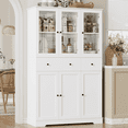 thumbnail image 4 of Homfa 4-Tier Bookcase with Glass Doors and Drawers, 67" H Painted Storage Cabinet for Living Room, Display Cabinet for Office, White, 4 of 10