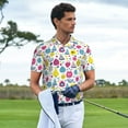 thumbnail image 2 of Kdxio Doodle Fruits Print Men's Short Sleeve Polo Shirt,Midweight Men's Shirt, 2 of 6